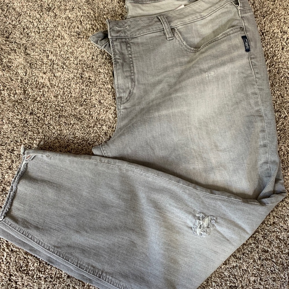 Silver Jeans Gray Aiko Ankle Skinny Jeans Women's Plus Size 22 Raw Hem